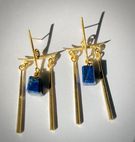 The Temple Earrings with Lapis Lazuli