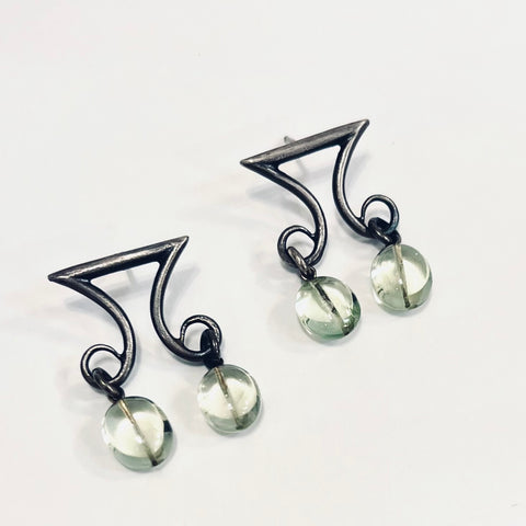 Scroll Earrings With Prasiolite drops