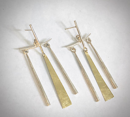 Temple Earrings with Gold Drop